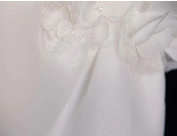Vintage / Retro White Ruffle Satin Wedding Dresses 2024 Trumpet / Mermaid Off-The-Shoulder Short Sleeve Backless Court Train Wedding