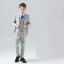 Fashion Yellow Printing 5-piece Long Sleeve Boys Wedding Suits 2024 Coat Pants Shirt Tie Vest