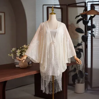 Elegante Weiß Spitze Quaste Schal 2025