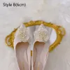 Elegant Champagne Pearl Appliques Wedding Shoes 2024 8 cm Stiletto Heels Pointed Toe Pumps High Heels