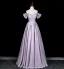 Charmant Lavendel Strass Pailletten Ballkleider 2026 A Linie Off Shoulder Kurze Ärmel Rückenfreies Lange Festliche Kleider