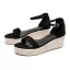Schöne Beige Strand Sandalen Damen 2024 Knöchelriemen Hochhackige 6 cm Keilabsatz Peeptoes Sandaletten