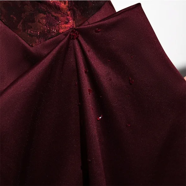 Vintage / Retro Burgundy Prom Dresses 2025 A-Line / Princess Strapless Sleeveless Backless Floor-Length / Long Prom Formal Dresses