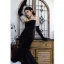Sexy Black Velvet Evening Dresses 2023 Trumpet / Mermaid Strapless Short Sleeve Backless Sweep Train Evening Party Formal Dresses