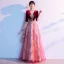 Chic / Beautiful Burgundy Beading Sequins Prom Dresses 2024 A-Line / Princess Scoop Neck 1/2 Sleeves Backless Floor-Length / Long Prom Formal Dresses