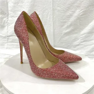 Sexy Red Sequins Cocktail Party Pumps High Heels 2022 12 Cm Stiletto Heels Pointed Toe Pumps