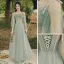 Modest / Simple Sage Green Lace Bridesmaid Dresses 2022 A-Line / Princess Short Sleeve Backless Floor-Length / Long Bridesmaid