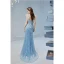 Scintillantes Bleu Ciel Perlage Paillettes Robe De Bal 2022 Trompette / Sirène Encolure Carrée Sans Manches Dos Nu Longue Robe De Ceremonie