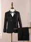 Black Sequins 5-piece Long Sleeve Boys Wedding Suits Boys Wedding Suits 2025 Coat Pants Shirt Tie Vest