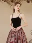 Chic / Beautiful Black Summer Rose Printing Evening Dresses 2023 A-Line / Princess Pearl Spaghetti Straps Sleeveless Backless Floor-Length / Long Evening Party Formal Dresses