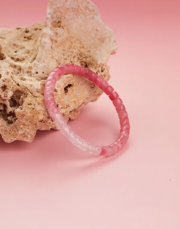 Mode Farbverlauf Rosa Kirschblüte Handgefertigt Natürlicher Kristall Armbänder Brautaccessoires 2025