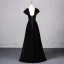 Elegant Black Rhinestone Prom Dresses 2024 A-Line / Princess Square Neckline Sleeveless Backless Floor-Length / Long Prom Formal Dresses