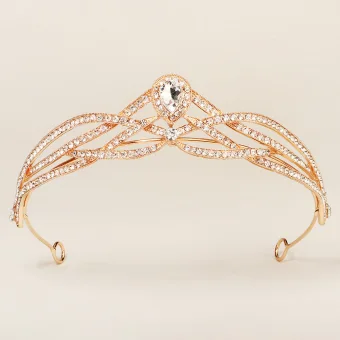 Vintage Gull Rhinestone Aften Bryllup Tiara Har Tilbehor 2023