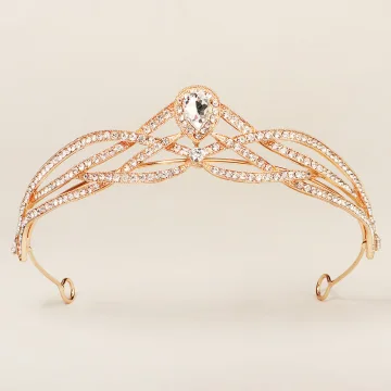 Vintage Guld Rhinestone Afton Bröllop Tiara Brud Huvudbonad 2023