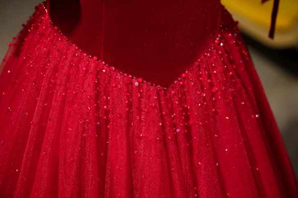 Vintage / Retro Burgundy Beading Sequins Prom Dresses 2023 Ball Gown Velvet V-Neck Short Sleeve Backless Floor-Length / Long Prom Formal Dresses