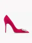 Inhabituel Fushia Daim Faux Diamant Promo Escarpins 2024 Cuir 10 cm Talons Aiguilles À Bout Pointu Escarpins Talons Hauts