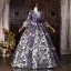 Vintage Mittelalterlich Violett Stickerei Ballkleider 2026 Ballkleid Rundhalsausschnitt Glockenhülsen Lange Festliche Kleider