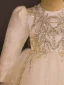 Bling Bling White Beading Sequins Bow Short Birthday Flower Girl Dresses 2024 Ball Gown Scoop Neck Long Sleeve