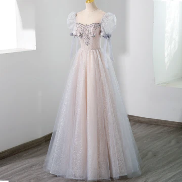 Illusie Blozen Roze Kralen Rhinestone Avondjurken 2023 A Lijn Ronde Hals Korte Mouwen Ruglooze Lange Avond Gelegenheid Jurken