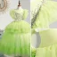 Chic / Beautiful Lime Green Ball Gown Birthday Cascading Ruffles Sequins Flower Girl Dresses 2022 Scoop Neck Short Sleeve Floor-Length / Long Flower Girl Dresses