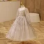 Sparkly Gold Beading Star Sequins Birthday Flower Girl Dresses 2023 Ball Gown Square Neckline 3/4 Sleeve Backless Floor-Length / Long Flower Girl Dresses