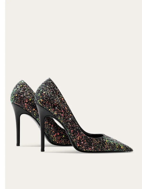 Sparkly Black Multi-Colors Sequins Evening Party Pumps 2025 10 cm Stiletto Heels Pointed Toe Pumps High Heels