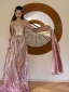 Scintillantes Sexy Doré Paillettes Robe De Bal 2024 Princesse Bretelles Spaghetti Sans Manches Dos Nu Train De Balayage Promo Robe De Ceremonie