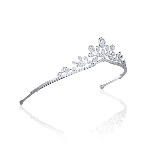 Enkla Vita Rhinestone Zirkon Legering Bröllop Tiara Brud Huvudbonad 2022