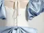 Elegant Sky Blue Satin Prom Dresses 2024 Ball Gown Square Neckline Puffy Short Sleeve Backless Bow Floor-Length / Long Prom Formal Dresses