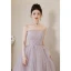 Chic / Beautiful Lavender Sequins Lace Flower Prom Dresses 2023 A-Line / Princess Strapless Sleeveless Backless Floor-Length / Long Formal Dresses