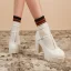 Fashion White Street Wear Waterproof Womens Shoes 2023 10 cm Thick Heels T-Strap Round Toe Womens Shoes
