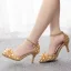 Cinderella Champagne Crystal Wedding Shoes 2022 Rhinestone Ankle Strap 7 cm Stiletto Heels Pointed Toe Wedding Shoes High Heels