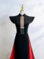 Vintage / Retro Chinese style Black Evening Party Cheongsam 2025 High Neck Cap Sleeves Sweep Train