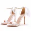 Élégant Blanche Perle Bride Cheville Noeud Soirée Sandales Femme 2023 10 cm Talons Aiguilles Talons Hauts Peep Toes / Bout Ouvert Sandales