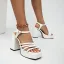 Fashion White Evening Party Womens Sandals 2022 Ankle Strap 10 cm Thick Heels Open / Peep Toe Sandals High Heels