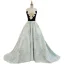 Elegant Black Prom Dresses 2022 A-Line / Princess Strapless Bow Sleeveless Backless Sweep Train Prom Formal Dresses