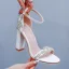 Sexy Blanche Faux Diamant Chaussure De Mariée 2024 Bride Cheville 11 cm Talons Épais Peep Toes / Bout Ouvert Mariage Sandales Talons Hauts