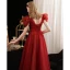 Charming Burgundy Beading Sequins Evening Dresses 2023 A-Line / Princess Scoop Neck Short Sleeve Backless Floor-Length / Long Evening Party Formal Dresses