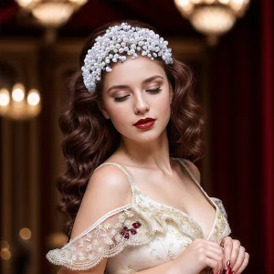 Eleganckie Srebrny Perła Rhinestone Ślub Ozdoby Do Włosów Ślubne 2024 Stop