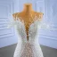 Luxury / Gorgeous Ivory Pearl Tassel Sequins Wedding Dresses 2022 Trumpet / Mermaid Scoop Neck Sleeveless Sweep Train Wedding