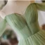 Chic / Beautiful Sage Green Cascading Ruffles Pleated Prom Dresses 2024 Ball Gown Off-The-Shoulder Short Sleeve Backless Sweep Train Prom Formal Dresses