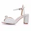 Élégant Blanche Perle Bride Cheville Chaussure De Mariée 2024 7 cm Talons Épais Peep Toes / Bout Ouvert Mariage Sandales Talons Hauts