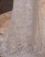Schlicht Weiß Spitze Brautkleider / Hochzeitskleider 2024 Meerjungfrau Off Shoulder Kurze Ärmel Rückenfreies Sweep / Pinsel Zug Hochzeit