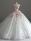 Flower Fairy White Appliques Lace Flower Wedding Dresses 2025 Ball Gown Strapless Sleeveless Backless Court Train Wedding