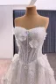 High End Weiß Handgefertigt Perlenstickerei Applikationen Pailletten Brautkleider / Hochzeitskleider 2025 A Linie Bandeau Ärmellos Rückenfreies Sweep / Pinsel Zug Hochzeit
