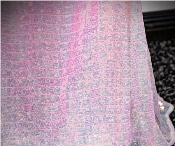 Sparkly Blushing Pink Sequins Beading Tassel Evening Dresses 2024 Trumpet / Mermaid Scoop Neck Short Sleeve Floor-Length / Long Evening Party Formal Dresses