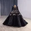 High-end Black Lace Flower Cascading Ruffles Corset Prom Dresses 2025 Ball Gown Off-The-Shoulder Short Sleeve Backless Chapel Train Formal Dresses
