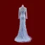 Luxury / Gorgeous Sexy Sky Blue Handmade  Tassel Beading Pearl Cascading Ruffles Evening Dresses 2023 Trumpet / Mermaid V-Neck Long Sleeve Sweep Train Evening Party