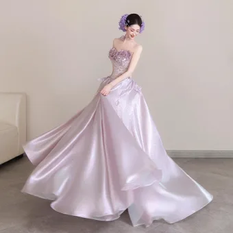 Charmant Rougissant Rose En Dentelle Fleur Appliques Robe De Bal 2026 Robe Boule Bustier Sans Manches Dos Nu Train De Balayage Robe De Ceremonie