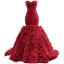 High-end Sexy Red Beading Rhinestone Sequins Feather Evening Dresses 2022 Trumpet / Mermaid Strapless Sleeveless Backless Court Train Evening Party